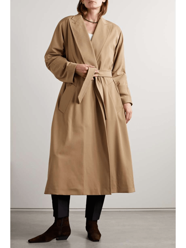 Max Mara Ottico Belted Wool-Blend Gabardine Trench Coat