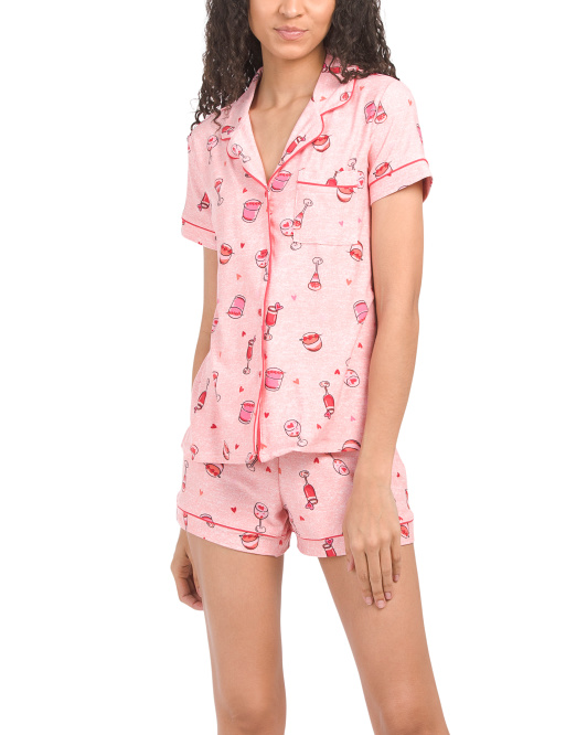 A model wearing a printed PJ set from Jaclyn Intimates at T.J.Maxx