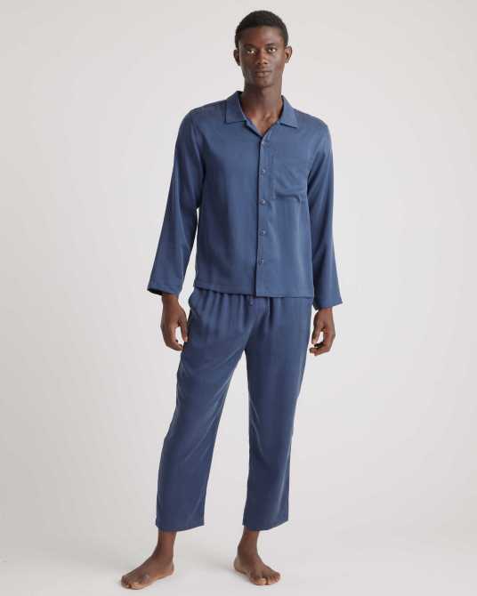 Best Men's Pajamas: Quince 100% Washable Silk Button Down Pant Set