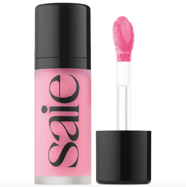 Saie Dew Blush Blendable Liquid Blush in Baby, cool baby pink liquid blush in a bottle.
