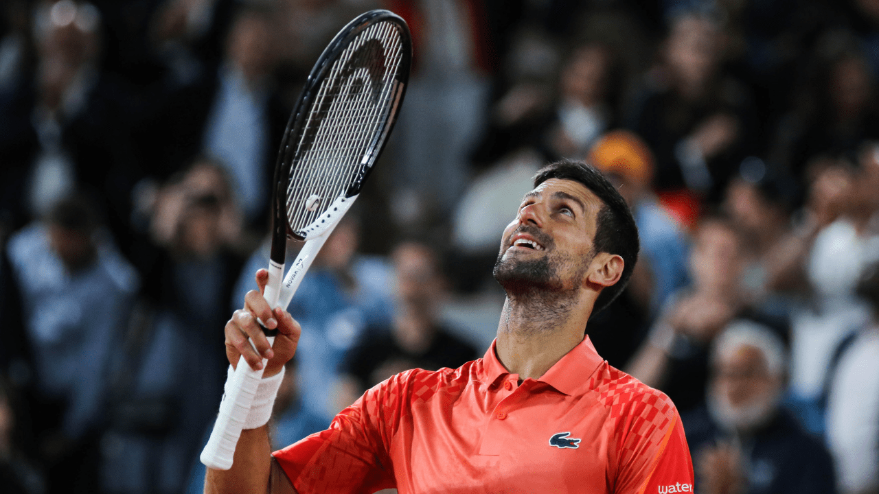 Novak Djokovic at the French Open in 2023.