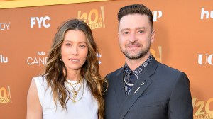 Jessica Biel and Justin Timberlake attend the Los Angeles Premiere FYC Event for Hulu's "Candy" at El Capitan Theatre on May 09, 2022 in Los Angeles, California.