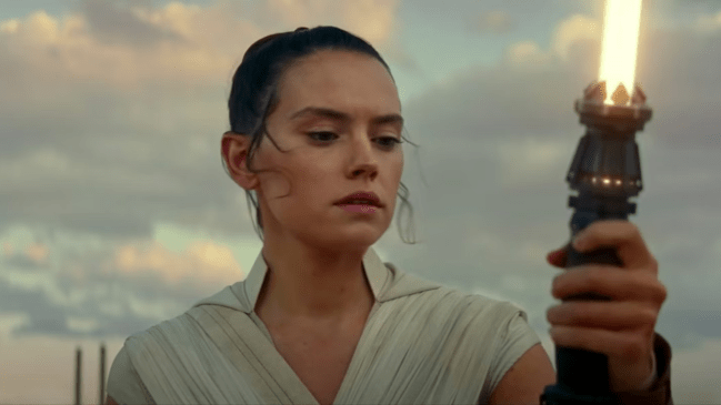 Yellow lightsaber Rey Skywalker played by Daisy Ridley