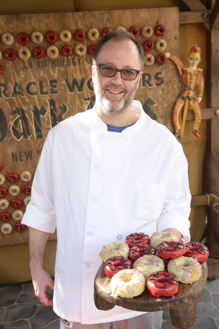 Wylie Dufresne attends the TBS Premiere Celebration of "Miracle Workers: Dark Ages" Donut Giveaway at Westfield Century City on January 28, 2020 in Los Angeles, California.