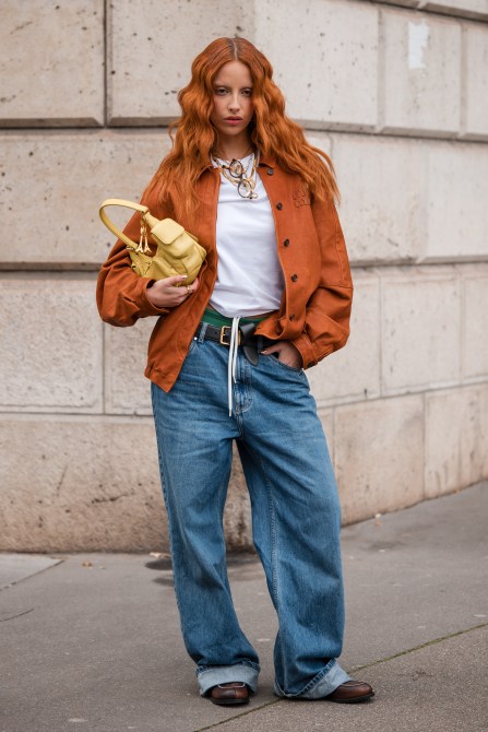 STYLECASTER | White T-shirt, jeans, and cargo jacket outfit.