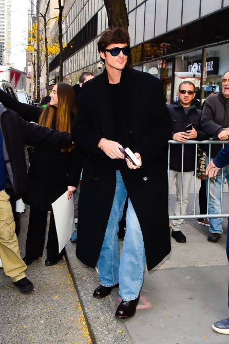 Jacob Elordi, fall coat, Today show, jeans, black