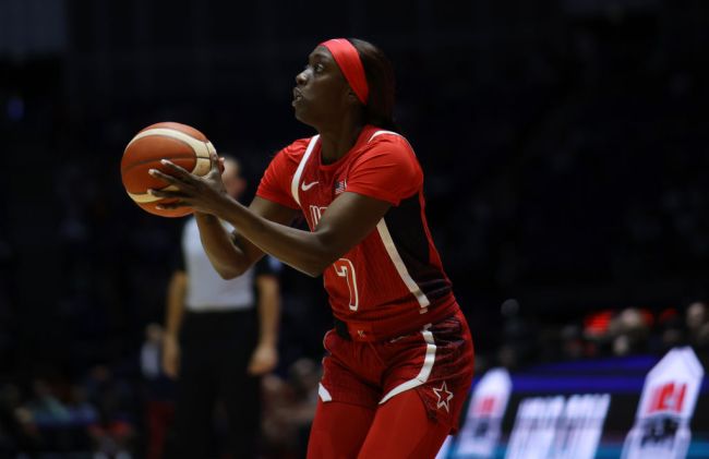 Kahleah Copper of The United States  during the 2024 USA Basketball Showcase match between USA Women and Germany Women at The O2 Arena on July 23, 2024 in London, England.
