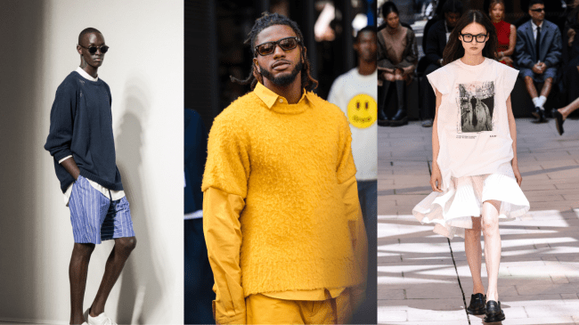 Drop shoulder seams on the runway and street style in 2024.