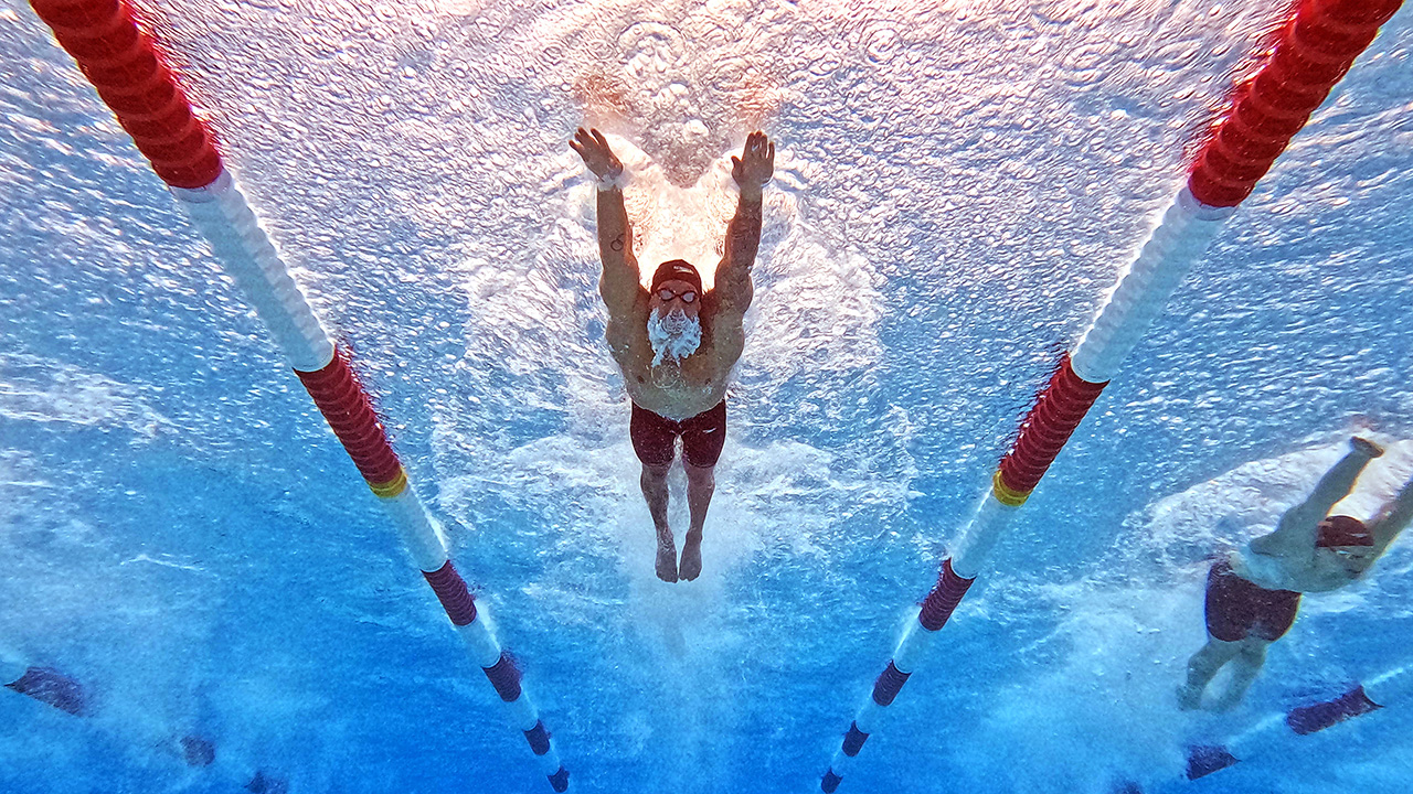 Caeleb Dressel competes in the Men's 100m Butterfly final on Day 3 of the TYR Pro Swim Series San Antonio at Northside Swim Center on April 12, 2024 in San Antonio, Texas.