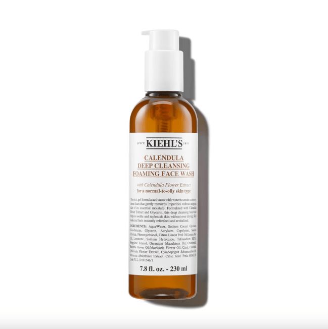 Kiehl's Calendula Deep Cleansing Face Wash in a brown bottle.