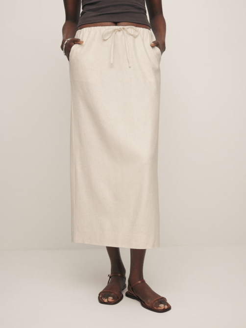 Reformation Elsa Linen Skirt in Oatmeal