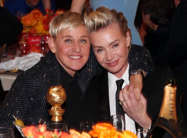 Pictured: (l-r) Ellen DeGeneres, recipient of The Carol Burnett Award, and Portia de Rossi at the 77th Annual Golden Globe Awards held at the Beverly Hilton Hotel on January 5, 2020.