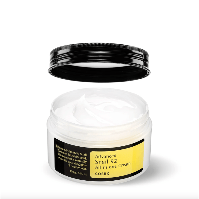 Cosrx Advanced Snail 92 All In One Cream in a white jar.