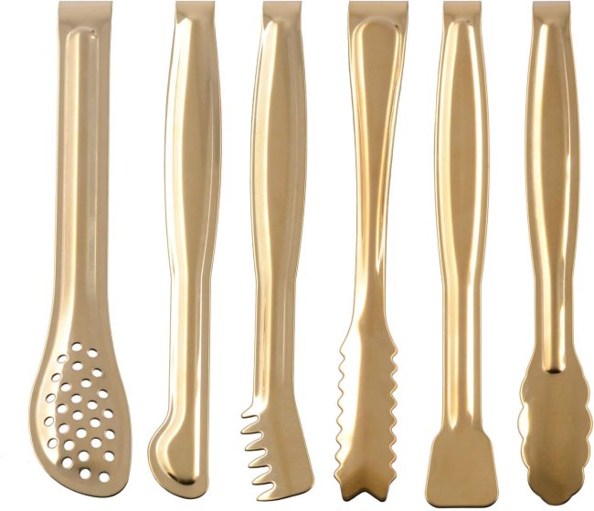 HINMAY Gold Plated Mini Serving Tongs Set