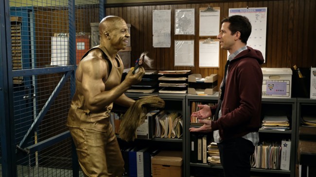 BROOKLYN NINE-NINE -- "Cinco De Mayo" Episode 616 -- Pictured: (l-r) Terry Crews as Terry Jeffords, Andy Samberg as Jake Peralta