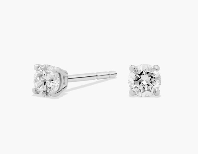 Four Prong Round Brilliant Lab Grown Diamond Stud Earrings
