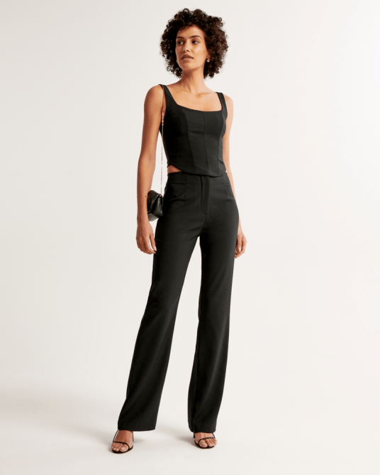 Abercrombie & Fitch High Rise Slim Boot Trouser in black