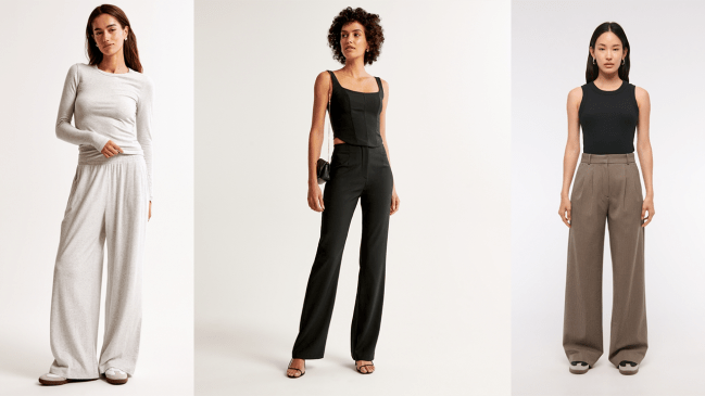 Three models wearing Abercrombie & Fitch pants