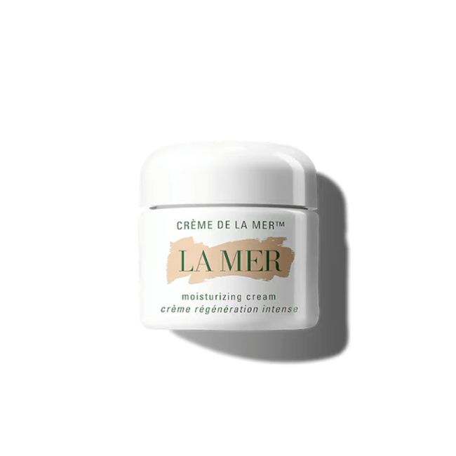 Crème de la Mer in a white jar.