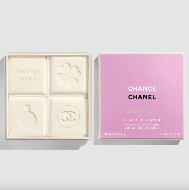 Chance Eau Fraîche Gentle Perfumed Soaps in a pink box.