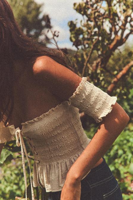 Ruffled Strapless Crop Top