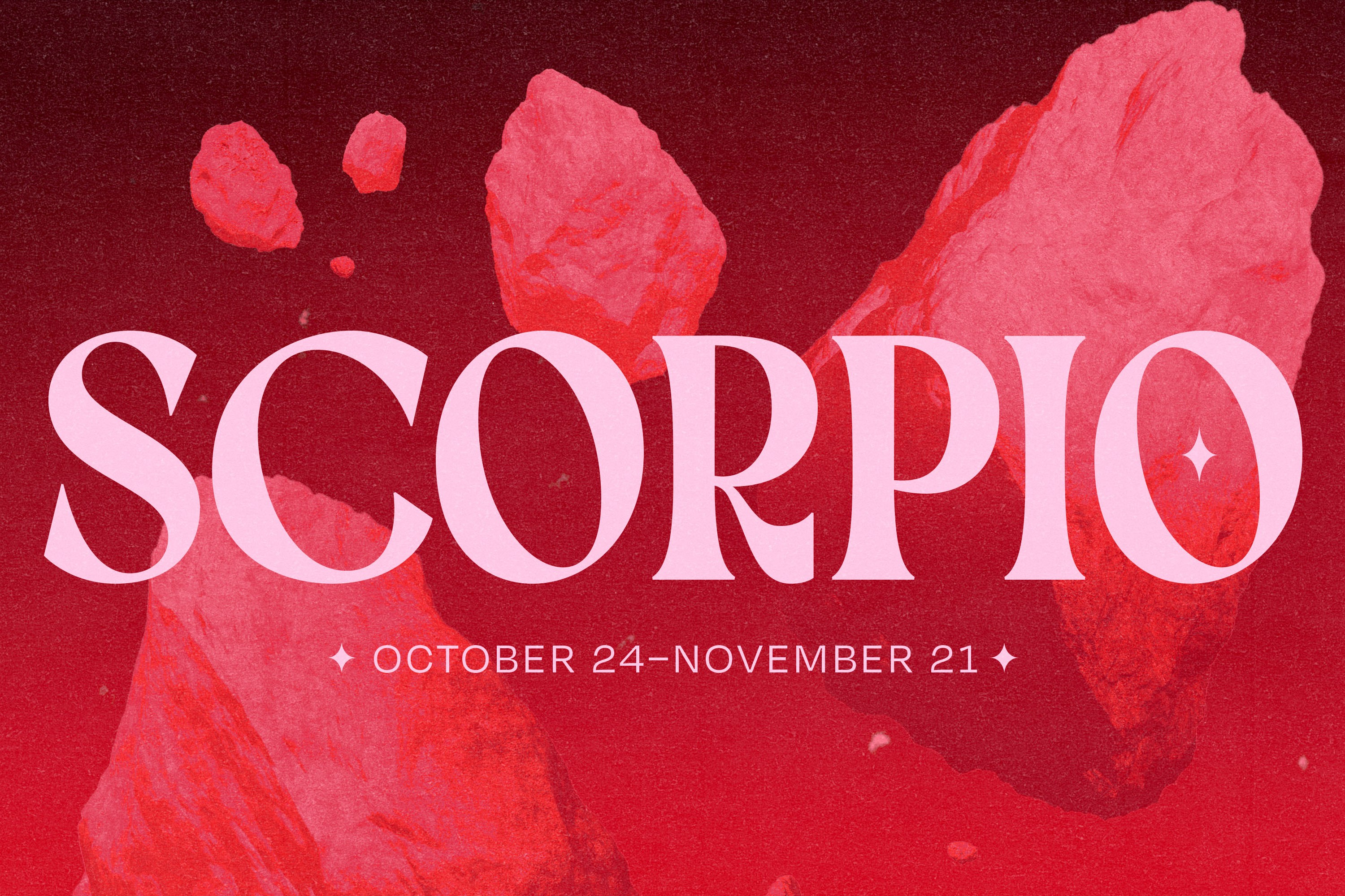 The word 'Scorpio' floating over outer space