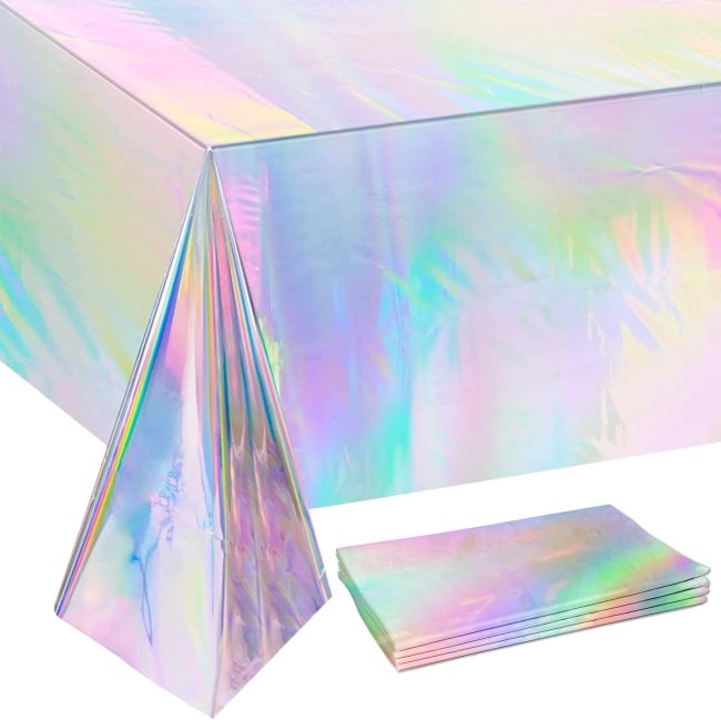 OHOME 4 Pack Iridescence Plastic Tablecloths