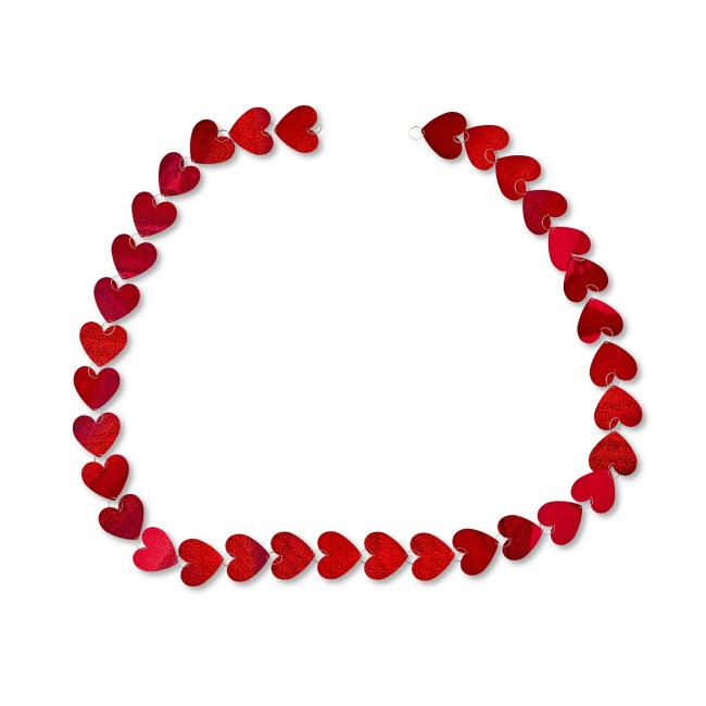 Valentine's Day Holographic Red Heart Chain Garland