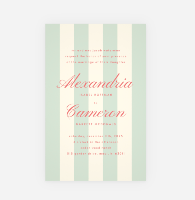 VistaPrint Striped Invitation