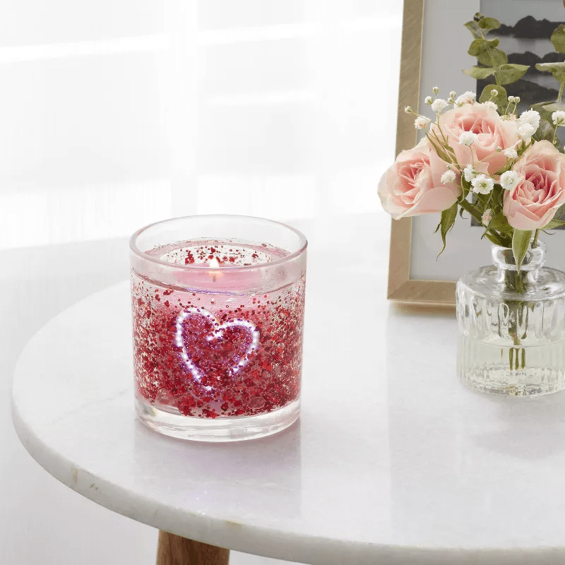 Room Essentials LED Gel Light Up Heart Candle Sugared Watermelon