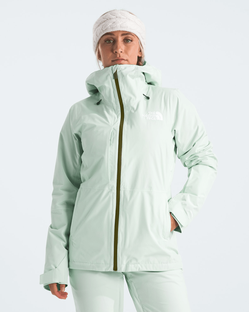 The North Face ThermoBall Snow Triclimate Jacket in light seafoam green colorway