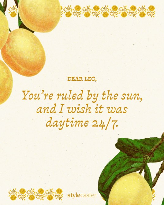 Valentine’s Day card that says:

Dear Leo,

You’re ruled by the sun, and I wish it was daytime 24/7.