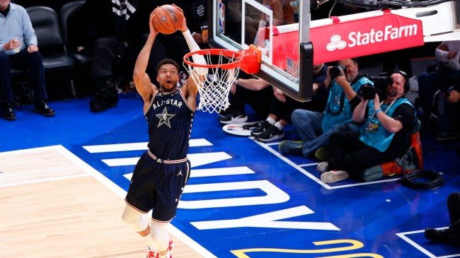 Giannis Antetokounmpo at the 2024 NBA All-Star Game, which had a different format than what viewers can expect when watching the NBA All-Star game live for free.