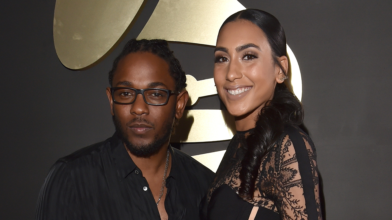 LOS ANGELES, CA - FEBRUARY 15:  Recording artist Kendrick Lamar and Whitney Alford attends The 58th GRAMMY Awards at Staples Center on February 15, 2016 in Los Angeles, California.