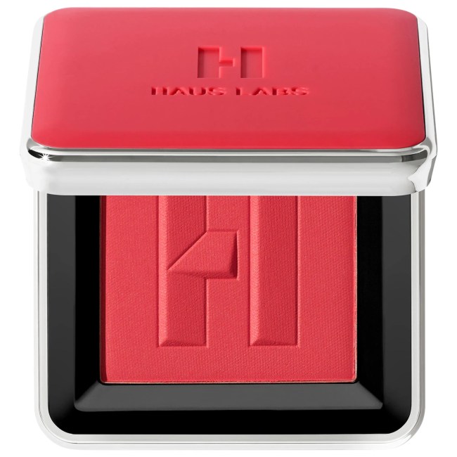 Haus Labs Color Fuse Blush in a red compact.