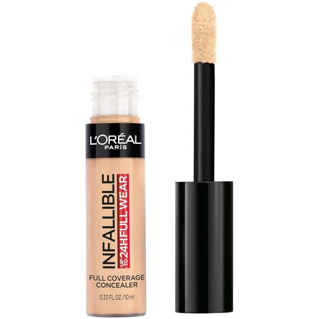 L’Oréal Paris Makeup Infallible Full Wear Concealer in a clear bottle.