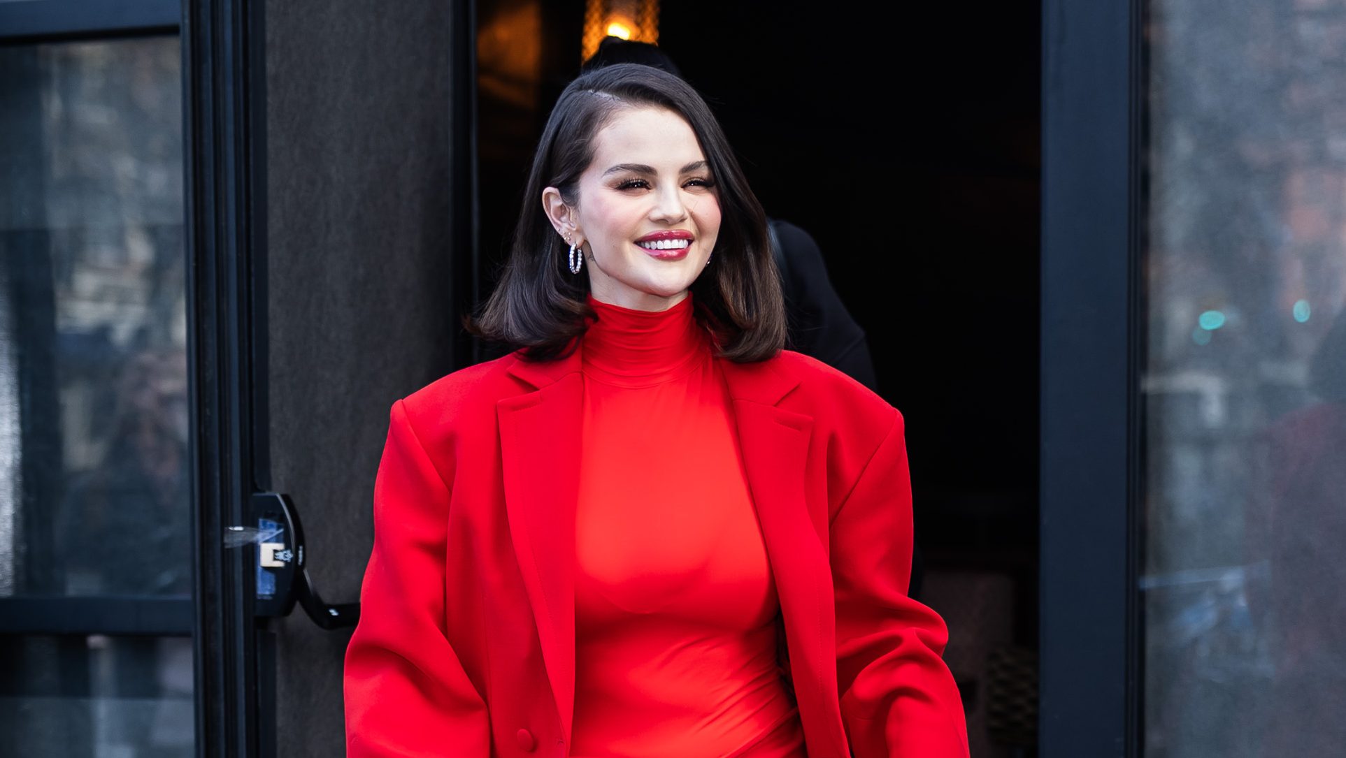 Selena Gomez attends a Rare Beauty event for new Bouncy Blush at the Corner Store in SoHo on March 26, 2025 in New York City.