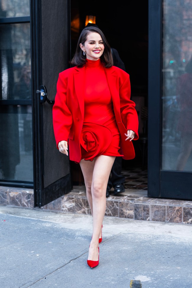 Selena Gomez attends a Rare Beauty event for new Bouncy Blush at the Corner Store in SoHo on March 26, 2025 in New York City.