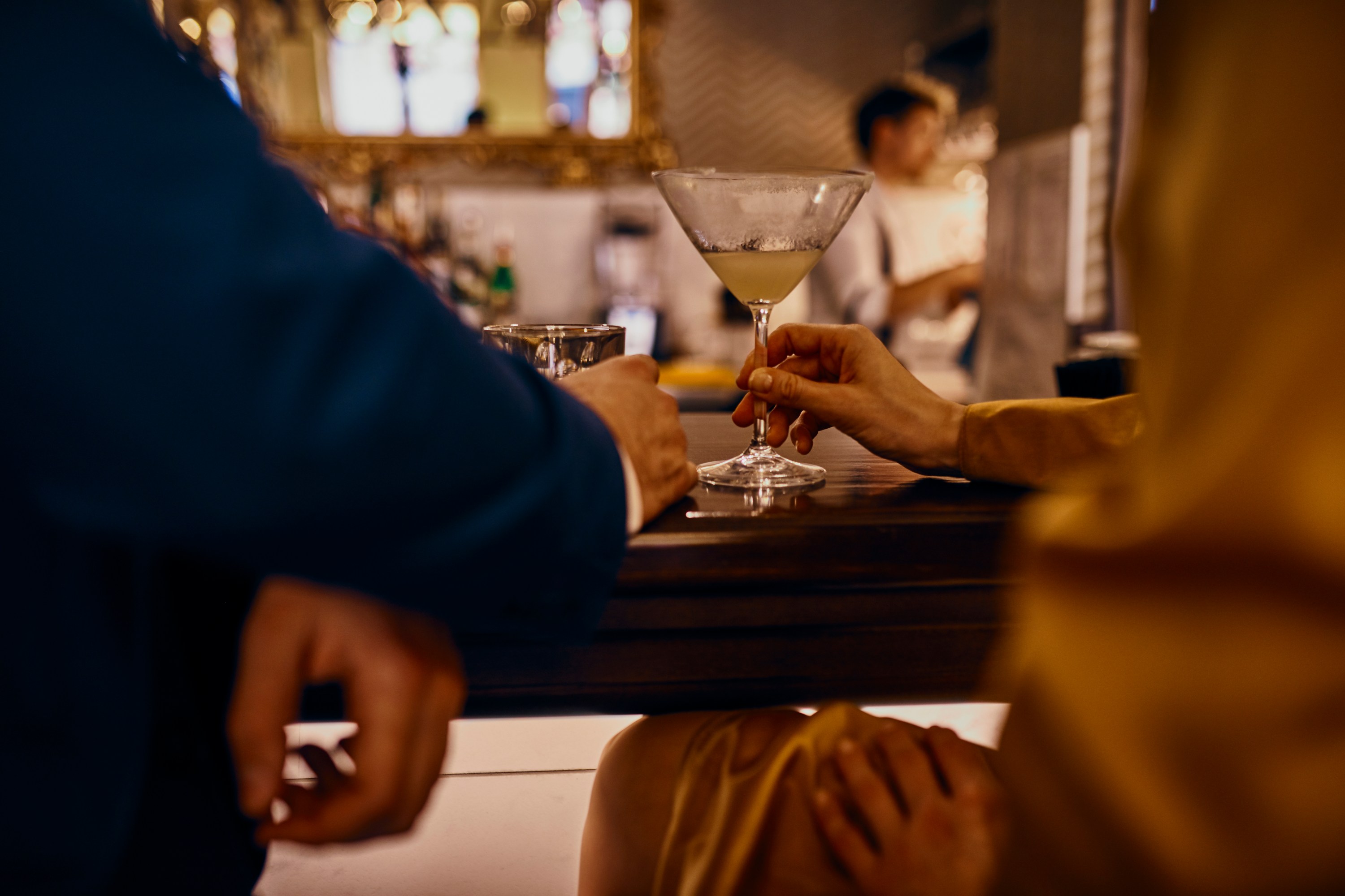 A couple sharing a drink