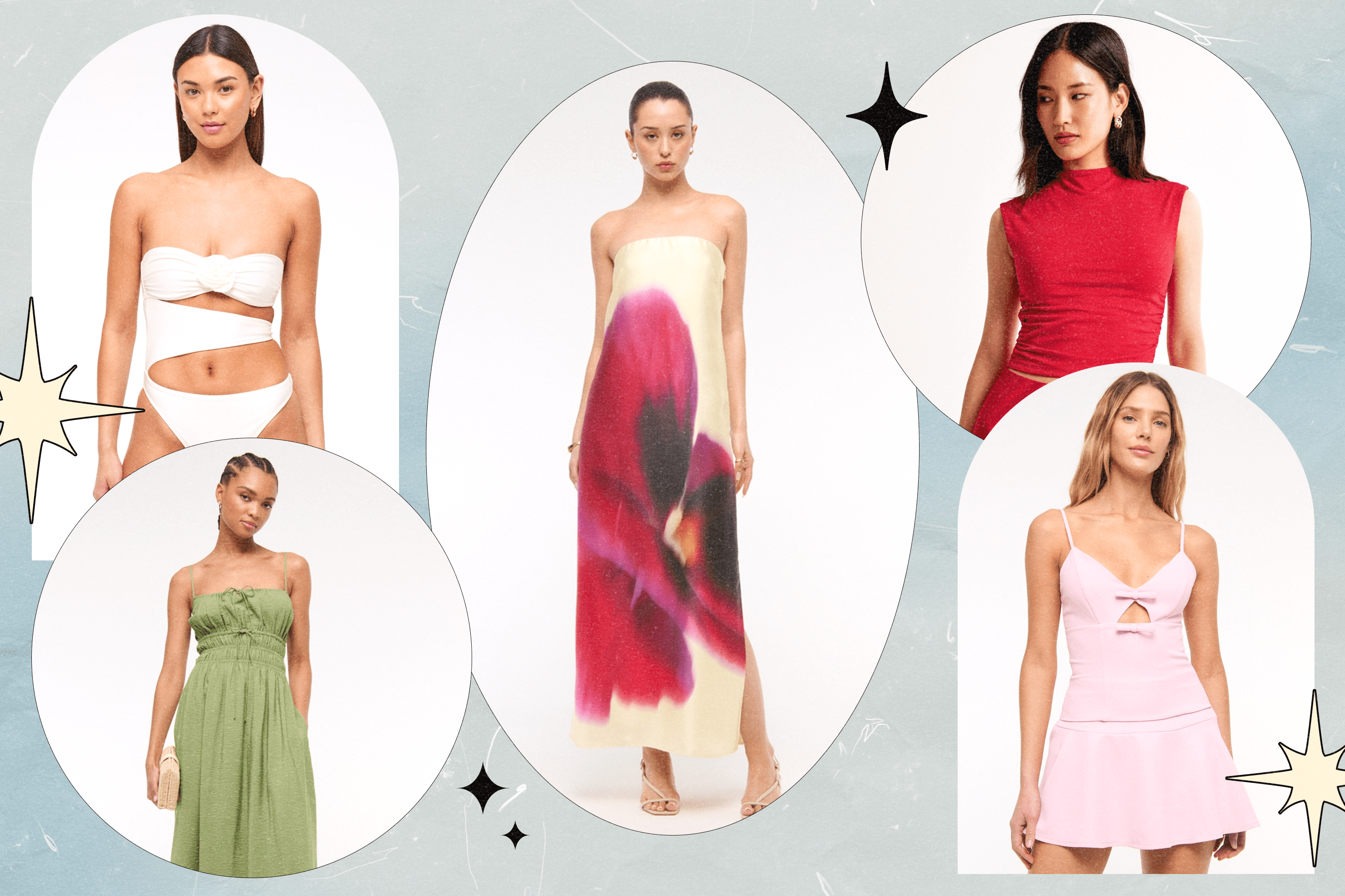 Five models wearing Abercrombie & Fitch's spring collection