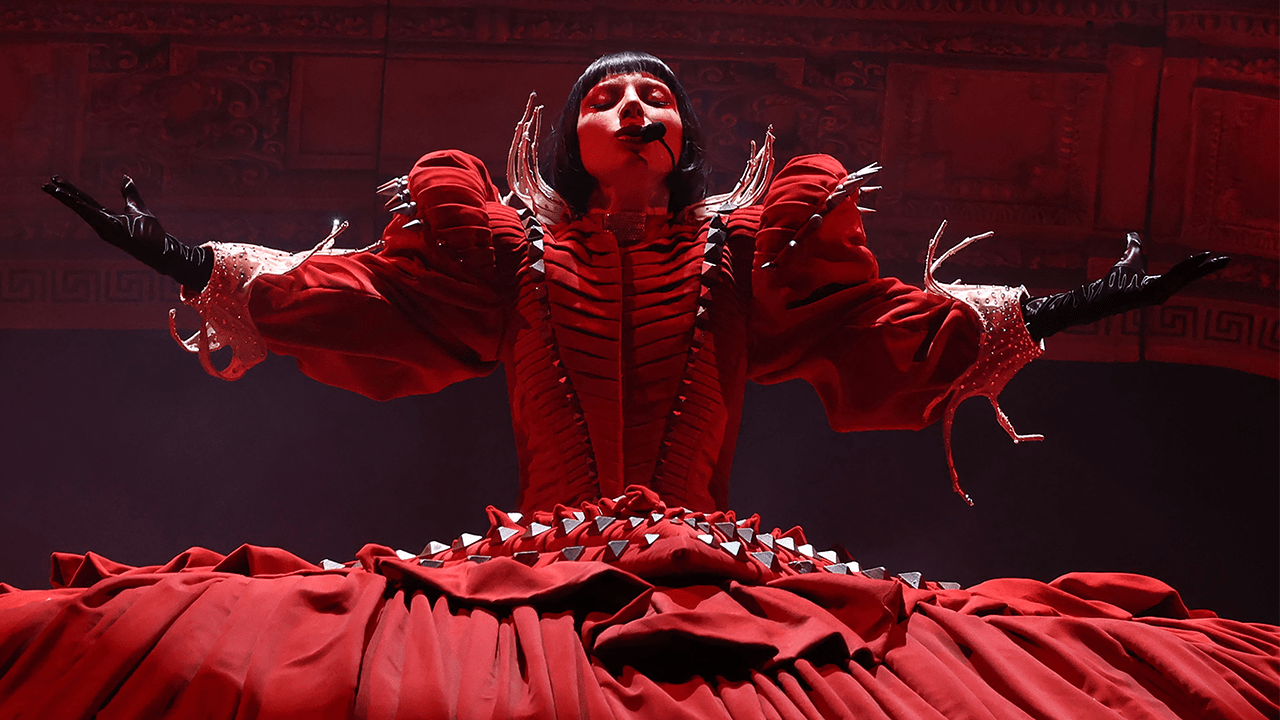 Lady Gaga performs at GNP Seguros Stadium on April 26, 2025 in Mexico City, Mexico.