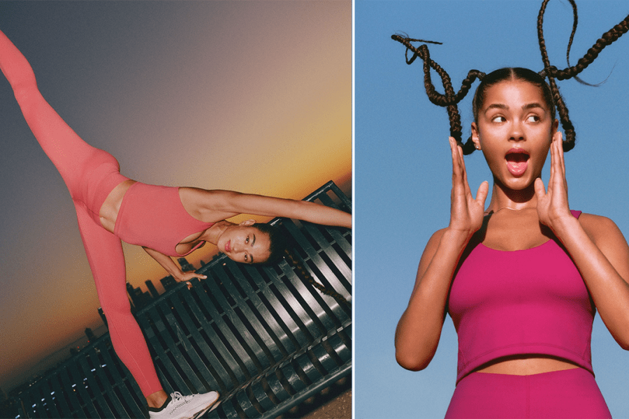 Two models wearing Lululemon's Glow Up leggings and tops