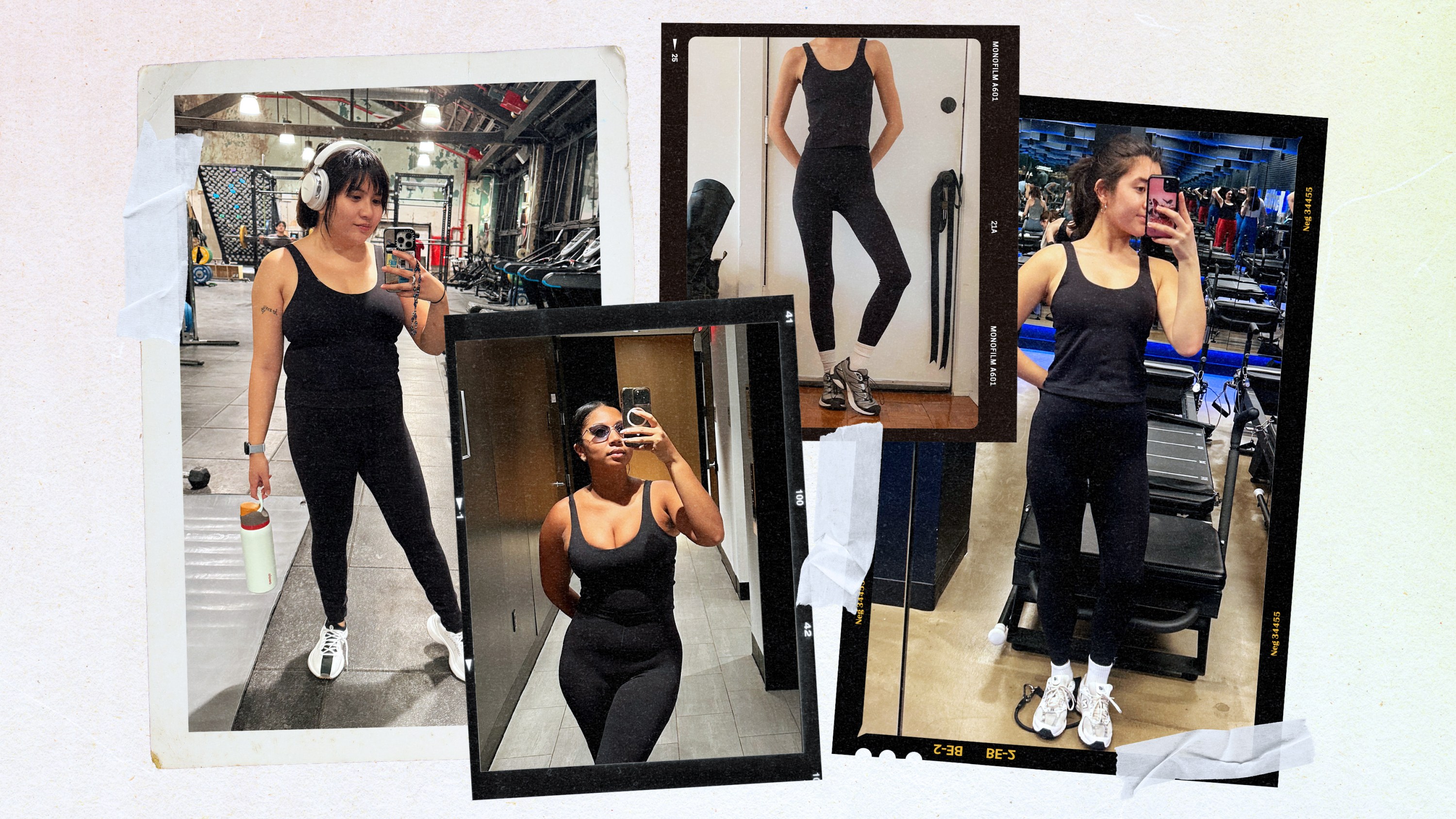Four StyleCaster editors wearing Lululemon's 'Glow Up' leggings and top