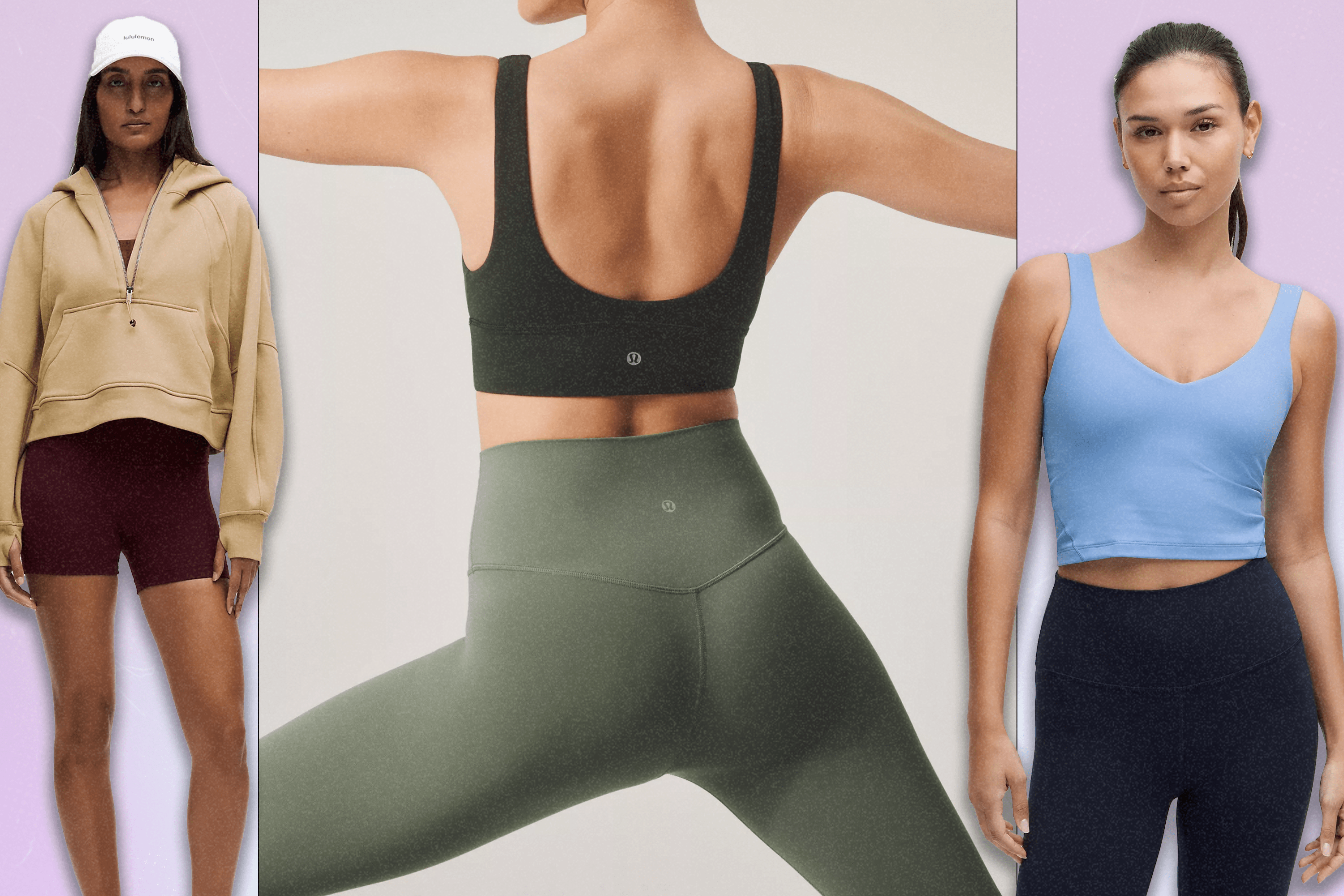 Three models wearing Lululemon activewear