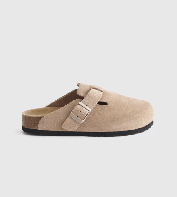 Water Repellent Suede Clog Mule