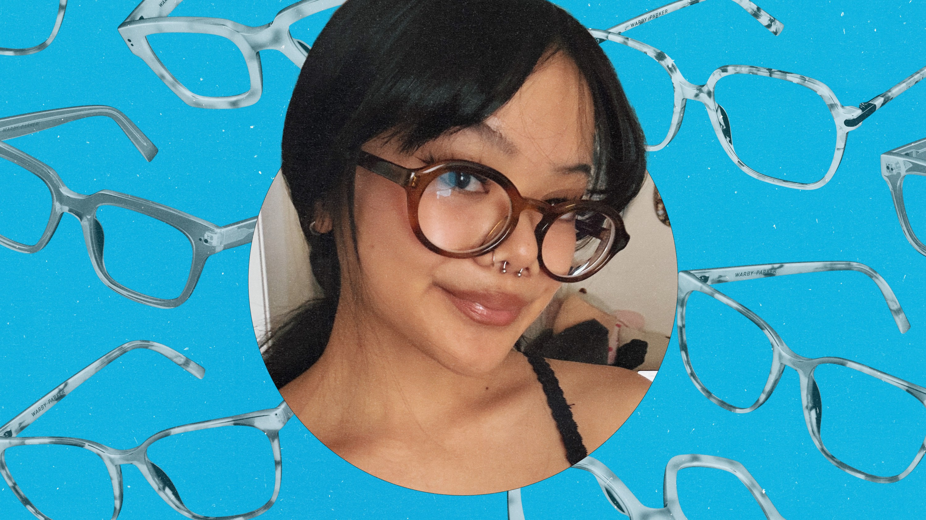 Kleigh Balugo wearing Warby Parker glasses.