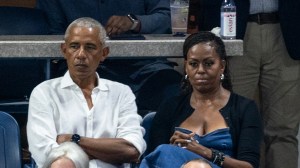 NEW YORK, UNITED STATES - 2023/08/28: Barack Obama, Former President of the USA and Michelle Obama attend the match between Coco Gauff of USA and Laura Siegemund at US Open Championships at Billie Jean King Tennis Center.
