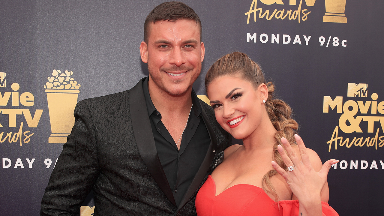 SANTA MONICA, CA - JUNE 16:  TV personalities Jax Taylor (L) and Brittany Cartwright attend the 2018 MTV Movie And TV Awards at Barker Hangar on June 16, 2018 in Santa Monica, California.