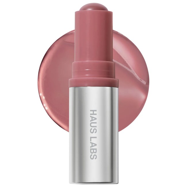 Haus Labs Color Fuse Glassy Blush Balm Stick in Glassy Hibiscus.