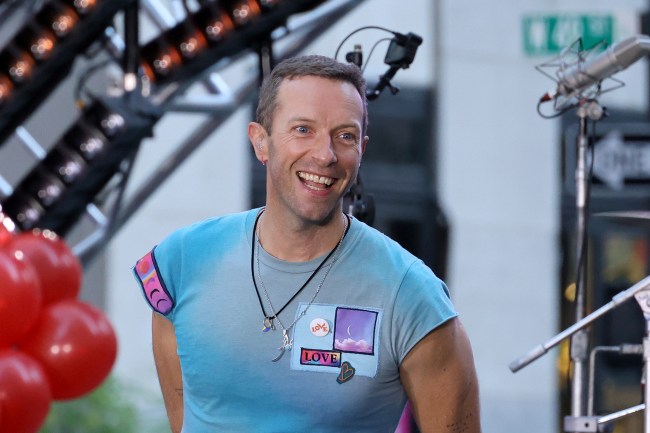 NEW YORK, NEW YORK - OCTOBER 08: Chris Martin of Coldplay performs on NBC's "Today" at Rockefeller Plaza on October 08, 2024 in New York City.